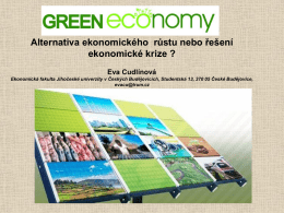 Zelená ekonomie jako alternativa ekonomického růstu
