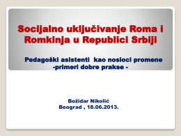 Socijalno uključivanje Roma i Romkinja u Republici Srbiji