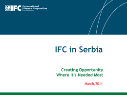 Recent IFC Investments in Serbia