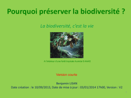 La biodiversité, c`est la vie - Accueil du Site de Benjamin LISAN