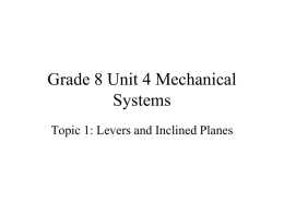 Grade 8 Unit 4 Mechanical Systems Topic1 Prange