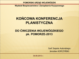 „POMORZE-2013”. - Pomorski Urząd Wojewódzki