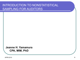Introduction to Nonstatistical Sampling for Auditors