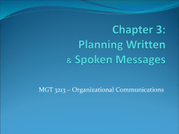 Chapter 4: planning written & spoken messages