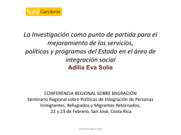 (Cenderos) Dra. Adilia Solís. - Conferencia Regional sobre Migración