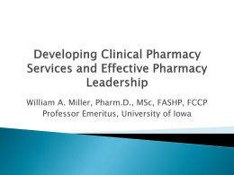 Developing Clinical Pharmacy Programs and Effective Pharmacy