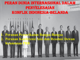 Peran Dunia Internasional dalam Penyelesaian Konflik Indonesia