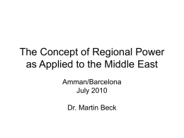 The Concept of Regional Power as Applied to the Middle East