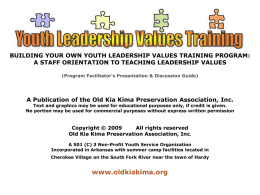 Building Your Own Youth Values Training Program