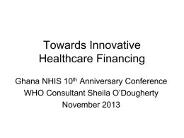 Towards Innovative Healthcare Financing