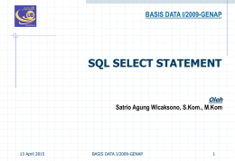 Capabilities of SQL SELECT Statements SQL SELECT STATEMENT