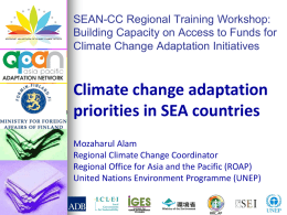 Adaptation Priorities: sectors and technologies