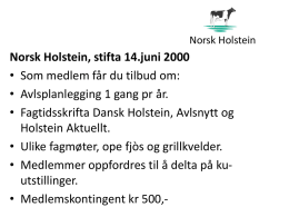 Norsk Holstein, stifta 14.juni 2000