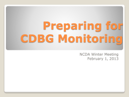 Preparing for HUD Monitoring - National Community Development