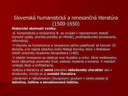 Slovenská humanistická a renesančná literatúra