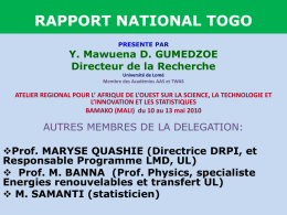 RAPPORT NATIONAL TOGO - Institut de statistique de l`Unesco