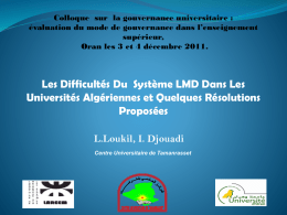 Les Difficultés Du Système LMD Dans Les Universités Algériennes