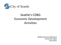 Seattle`s CDBG Economic Development Activities