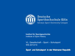 Weimarer Republik - Deutsche Sporthochschule Köln