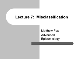 Lecture 6: Misclassification