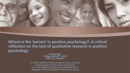`person` in positive psychology?: A critical