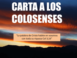 Carta a los Colosenses - Centro Bíblico Nuestra Señora de Sion