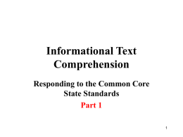 Scaffolding Comprehension of Informational Text