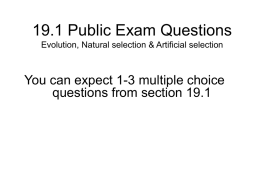 19.1 Public Exam Questions Evolution, Natural selection & Artificial