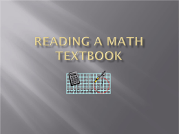 Reading a Math Textbook