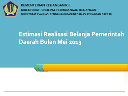 Estimasi Realisasi Belanja per Provinsi Bulan Mei 2013