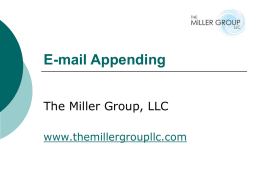 eMail Append - The Miller Group LLC