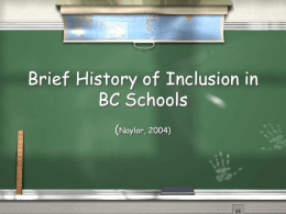 Inclusion in BC Schools