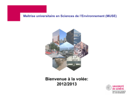 Maîtrise universitaire en Sciences de l`Environnement (MUSE)