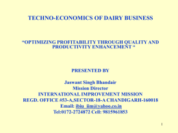 Techno-economics of dairy business