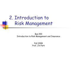Topic 2. Risk and Risk Management