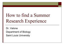 Summer Research & Internships