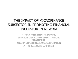 THE IMPACT OF MICROFINANCE SUBSECTOR IN