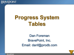 Progress System Tables - PUG Challenge Americas