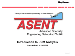ASENT RCM Analysis - Introduction
