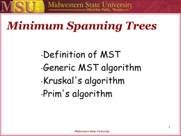 Prim`s algorithm - Midwestern State University
