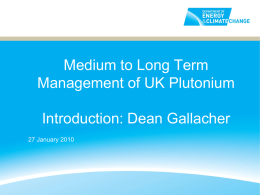 Presentation, Dean Gallacher, DECC, medium to long