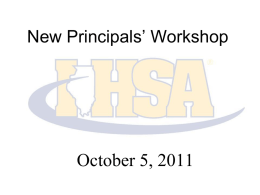 New Principal`s Workshop - Illinois High School Association