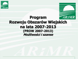 Program Rozwoju Obszarów Wiejskich na lata 2007