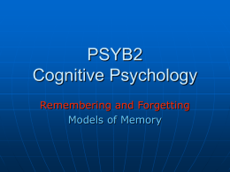 Models of Memory Lesson 1