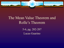 The Mean Value Theorem and Rolle`s Theorem