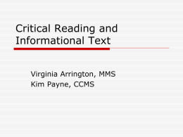 Critical Reading and Informational Text