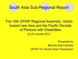 South Asia Sub-Regional Report