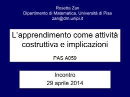 1. L`apprendimento come attivit&agrave; costruttiva