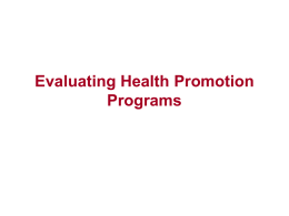 Evaluating Health Promotion Programs