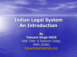 Indian Legal System An Introduction